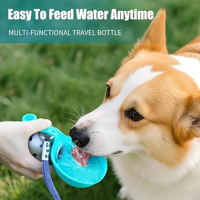 Gulpup the 2-in-1 Dog Water Bottle & Bowl, Portable Dog Water Bottle & Bowl, Leak-Proof, Compact & Foldable Pet Water Bottle with Silicone Bowl, 10oz for Walking & Travel - Stainless Steel (Blue)