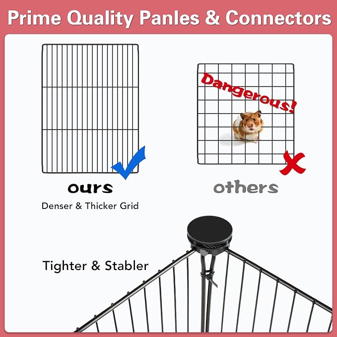 VISCOO 24 Panels Small Animal Playpen,Pet Playpen,C&C Cage for Guinea Pigs,Puppy Play Pen,Baby Chicken Cage,Indoor Outdoor Portable Metal Wire Yard Fence with Waterproof Mat