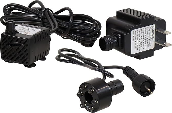 Sunnydaze 40GPH Submersible Fountain Pump with Multicolor LED & Transformer | 12V Small Fountain Pump with Adjustable Flow Rate, 6' Cord & 1.6' Lift, Water Pump for Small Fountains, Bird Baths, Aquariums