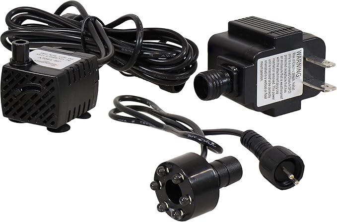Sunnydaze 40GPH Submersible Fountain Pump with White LED & Transformer | 12V Small Fountain Pump with Adjustable Flow Rate, 6' Cord & 1.6' Lift, Water Pump for Small Fountains, Bird Baths, Aquariums