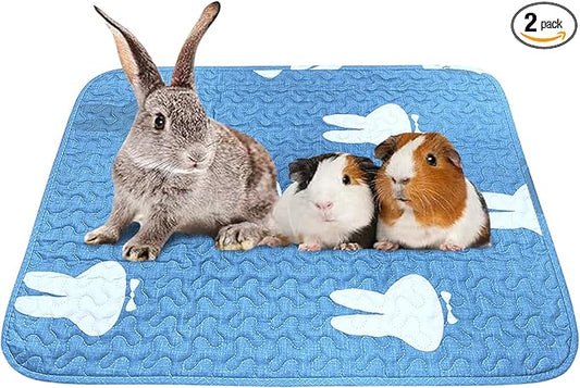 kathson 2 PCS Rabbit Cage Liners Washable Super Absorbent Sleep Pad Bed for Guinea Pig Small Animals Reusable Fleece Bedding Anti-Slip Mats for Bunny Hedgehog Kitten Chinchilla (20 x 26inch)