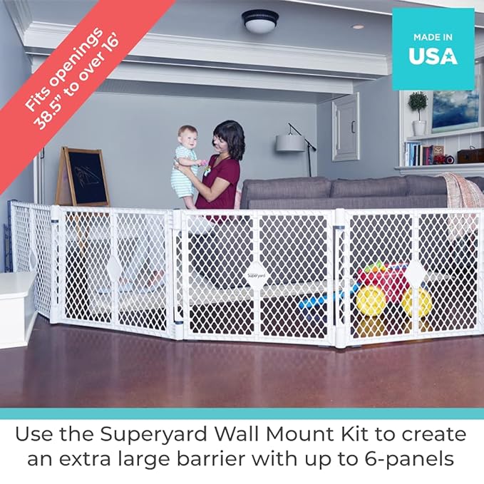 Toddleroo by North States - Superyard Wall Mount Kit: Play Yard Wall Mount Kit Compatible with Superyard or Colorplay Play Pens - Made in USA - Gray