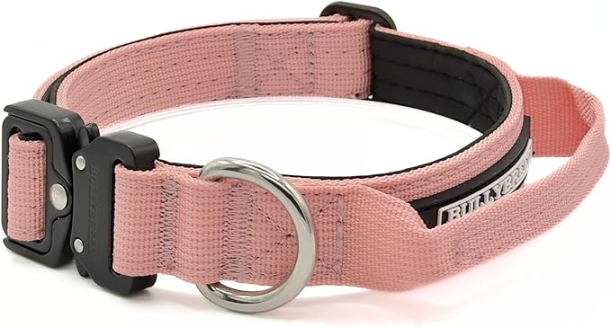 Tactical Dog Collar for Puppy, Heavy Duty Puppy Collar, Dog Collar for Small Dogs, Waterproof Dog Collar, Dog Training Collar, Quick-Release Metal, Adjustable Sizes – BULLYBREED (Light Pink, Small)