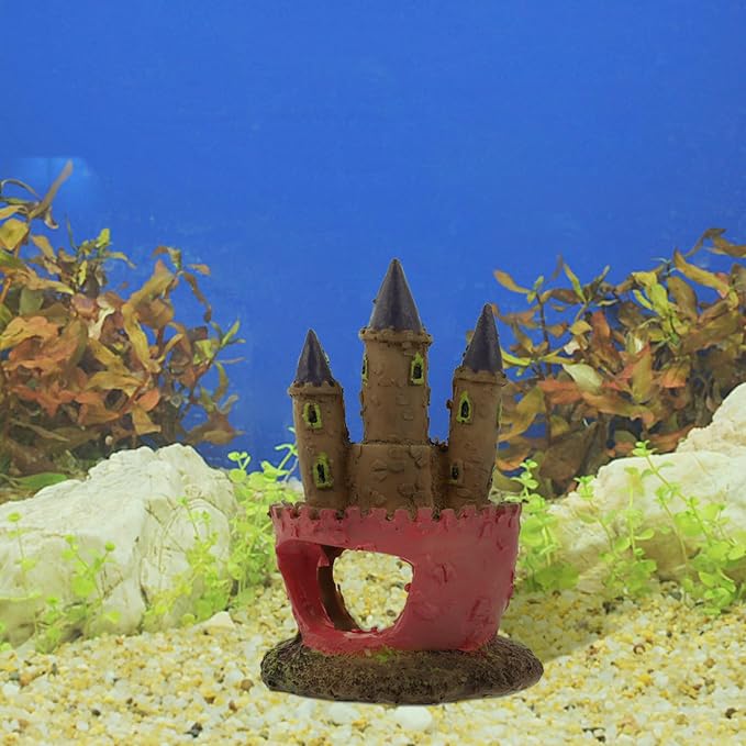 MERRYHAPY Unique Resin Aquarium Castle Decor for Fish Tank, Safe Fish Hideout Decoration and Landscape Ornament for Aquatic Pets and Aquarium Decoration