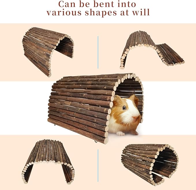 Guinea Pig Hideout Rabbit Hide Rat Cage Accessories Extra Large Wooden Tunnel Hut Hideaway for Pig Hideout Tortoise Hedgehog Ferret and Chinchilla