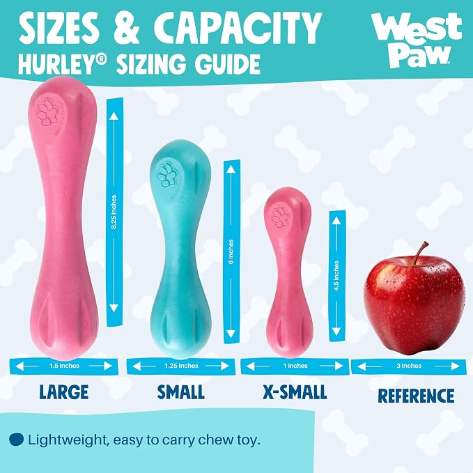 WEST PAW Zogoflex Hurley Dog Bone Chew Toy – Floatable Pet Toys for Aggressive Chewers, Catch, Fetch – Bright-Colored Bones for Dogs – Recyclable, Dishwasher-Safe, Non-Toxic, X-Small, Teal