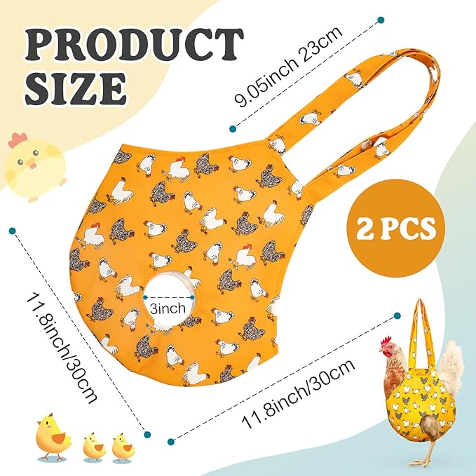 Paterr 2 Pack Chicken Holder Bag, Chicken Carrier Sling Catching Hand Bag Hen Sling with Handle Farm Supplies for Hen Rooster Transport Traveling Hiking Driving(Yellow,13.5 x 13.5 Inch)