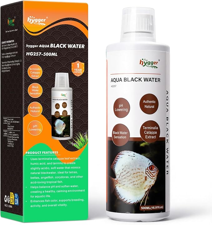 hygger Blackwater Aquarium Conditioner, Humic & Tannins for Tropical Tanks | Natural blackwater formula, olive leaf extract, humic acids and tannins, supporting soft water for freshwater, ph down