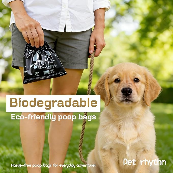 100% plant-based Dog Poop Bags Rolls, ASTM D6400 & EN 13432 Compliant, 240 Poop Bags including dispenser, 13 in × 9 in black poop bags for dogs, Super thick 100% leak proof