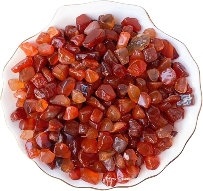Erliway Carnelian Crystal Chips Bulk for Vase Filler Crafts, 0.5 lb 7-9 mm | Natural Crushed Crystal Stone for Spell Jar, Aquarium Gravel, Reiki Healing Meditation, Jewelry Making, Resin Art, Home Décor