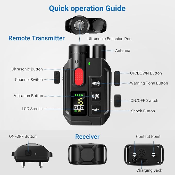 Dog Shock Collar with Remote Control,2000FT Range Dog Training Collar with 4 Training Modes,IP67 Waterproof Dog Bark Collar for Small Medium and Large Dogs(8-150lbs) (Black)