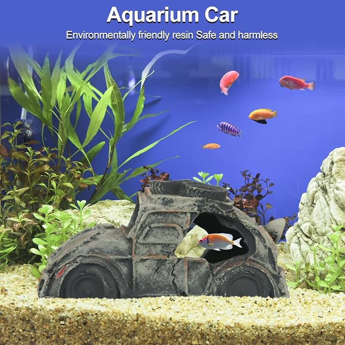Virekm Resin Rock Cave Hideouts for Fish Tank Aquarium Decor | Safe Natural Design Ornaments for Betta, Goldfish, Shrimp, Easy To Clean Aquarium Landscape Decor