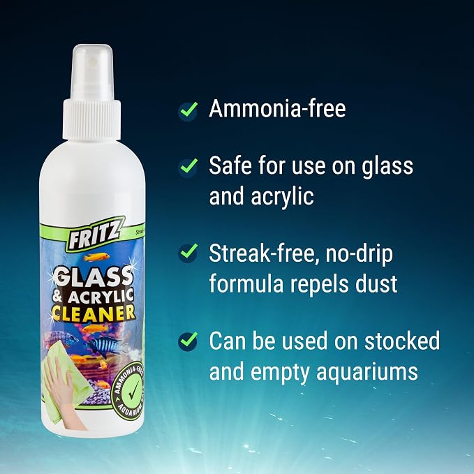 Fritz Aquatics Aquarium Glass & Acrylic Cleaner Spray for a Crystal Clear Tank (8-Ounce)