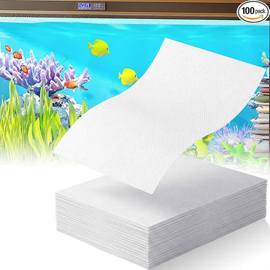 Aquarium Filter Sheets, Fits Most Standard Filters, 100 Pack | Filter Sheets Helps Reduce Cloudiness and Yellow or Green Tint, Safe for Freshwater and Saltwater Tanks