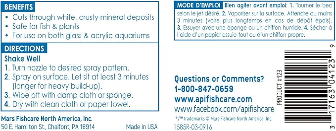 API SAFE & EASY Aquarium Cleaner Spray 8-Ounce Bottle