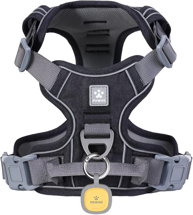 Pawaii No Pull Dog Harness with Pet ID Tag,Reflective Strips No Choke Front O Ring Breathable Mesh Adjustable Soft Padded Pet Vest with Easy Control Handle for Small Dogs