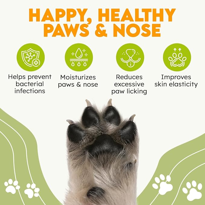 Paw & Nose Balm for Dogs & Cats - All-Natural Lick-Safe Pet Paw Balm for Cracked, Dry Foot & Noses - Soothing & Protective Salve - Horse Hoof Care 60g - 2.1 oz