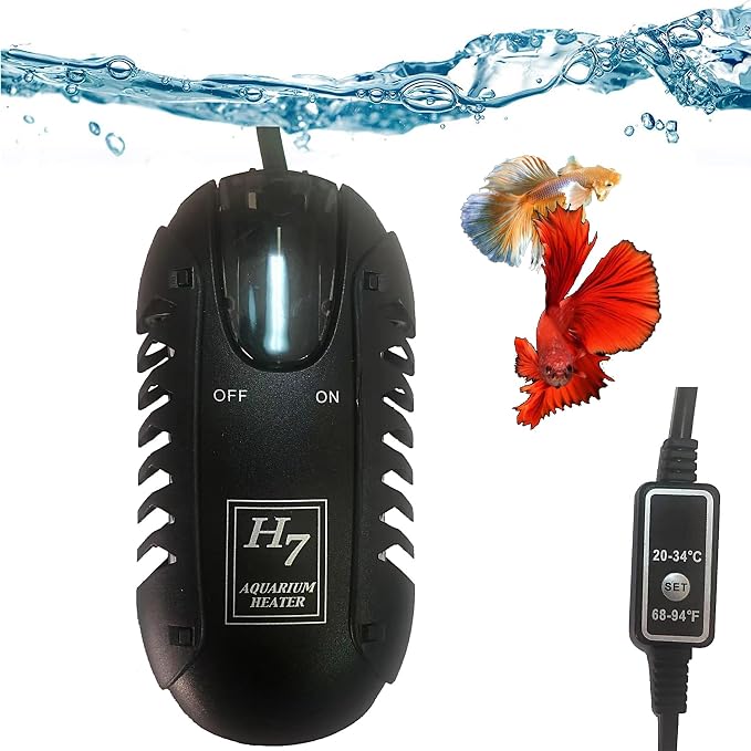Mini Aquarium Heater 25W Small Fish Tank Heater 25 Watt with External Temperature Controller, LED Display, Used for 5-10 Gallon Tank