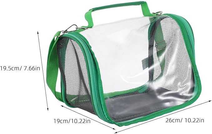 Happyyami Portable Small Bird Travel Carrier Cage with Handheld Bag, Lightweight Green Parrot and Lizard Outing Cage for Outdoor Transport and Vet Visits