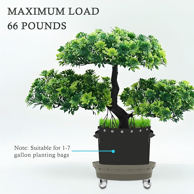 Self-Watering Base with Visible Water Level,5-Pack,Keeps Leaves and Flying Insects Out,Maintains Water Quality, Equipped with Rollers for Easy Movement and Rotation, Brown.