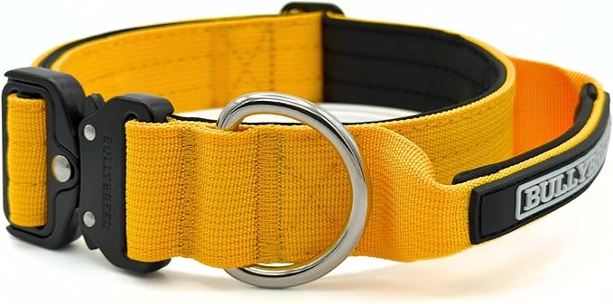 Heavy Duty Dog Collar, Tactical Dog Collar, Dog Collars for Medium Dogs, Waterproof Dog Collar, Dog Training Collar, Quick-Release Metal Buckle, Adjustable Sizes – BULLYBREED (Yellow, Medium)