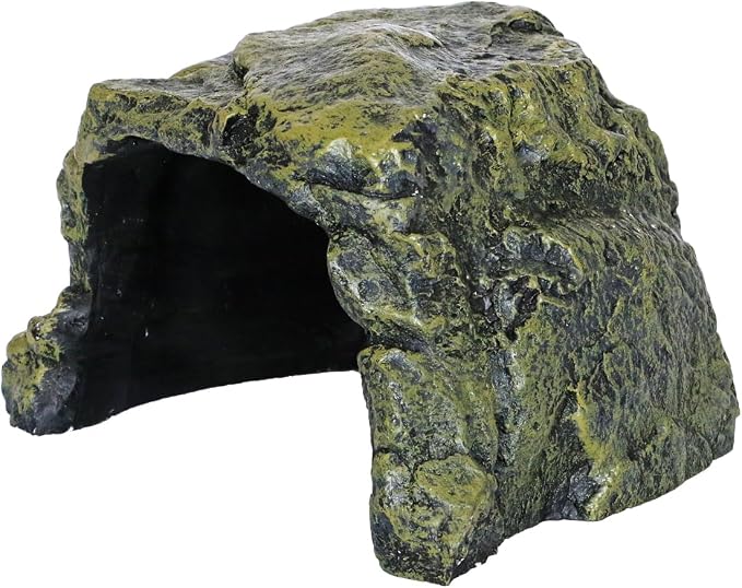 Rock Hide Cave for Reptiles, Amphibians Rock Den - Terrarium & Aquarium Decor, Great for Bearded Dragons,Lizards,Snakes,Turtles,Geckos,Frogs,Small Animals - Large Size
