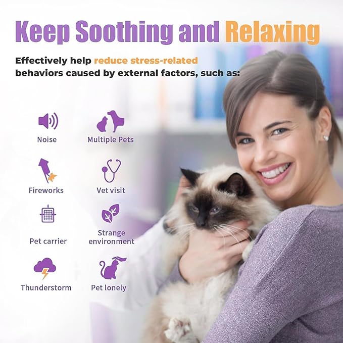6 Pcs Calming Collar for Cats Adjustable Pheromones Relaxing 180-day Lasting Effect Cat Calming Collar with 2 Gold Pendant for Reduces Stress Anxiety, up to 15 Inches(Purple, Black)