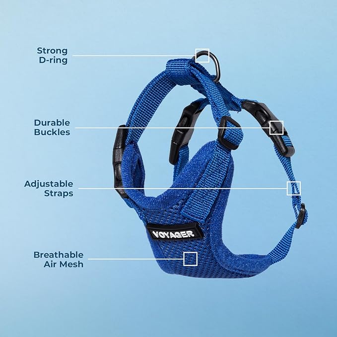 Voyager Step-in Pet Harness - All Weather Mesh, Adjustable Step in Harness for Cats and Dogs by Best Pet Supplies - Royal Blue, M