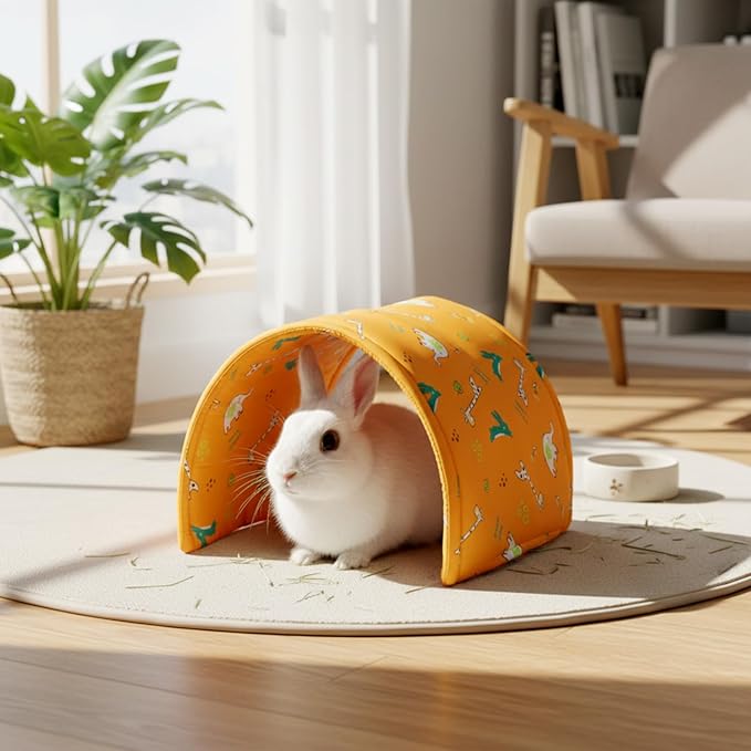 BreezeHug 4 Pcs Guinea Pig Tunnel Foldable Rabbit Hideout Washable and Soft Bunny Hide House Ferret Tunnel Toys Cage Accessories for Small Animal Hamster Hedgehogs Chinchilla(Forest Animals)