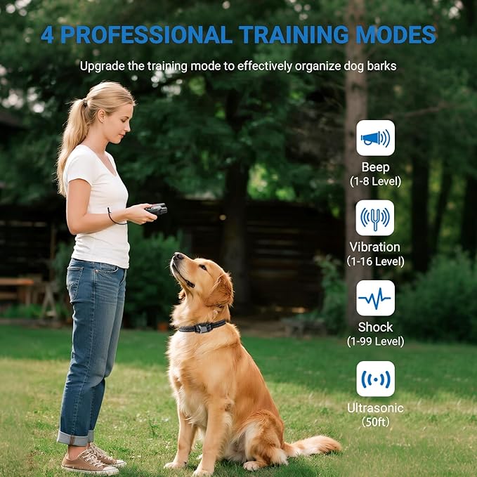 Dog Shock Collar with Remote Control,2000FT Range Dog Training Collar with 4 Training Modes,IP67 Waterproof Dog Bark Collar for Small Medium and Large Dogs(8-150lbs) (Black)