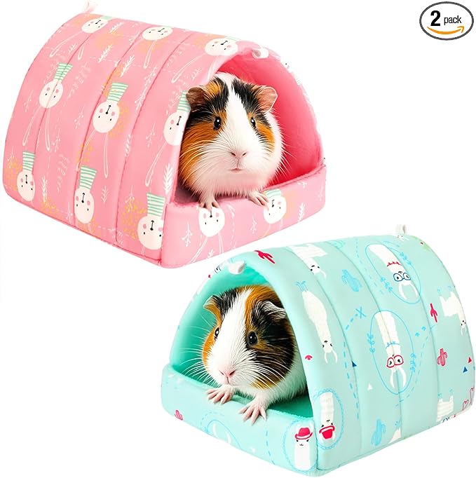 UPINS 2 Pack Guinea Pig Bed, Guinea Pig Hideout Washable Small Animal House Cage Accessories for Dwarf Rabbits Chinchillas Hamsters Hedgehogs Ferrets Bearded Dragons and Rats
