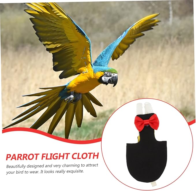 Toyvian Washable Reusable Bird Diaper Parrot Flight Suit with Bow Tie Decorative Clothes for Budgie Parakeet Cockatiel Pet Birds Breathable Comfortable Nappies
