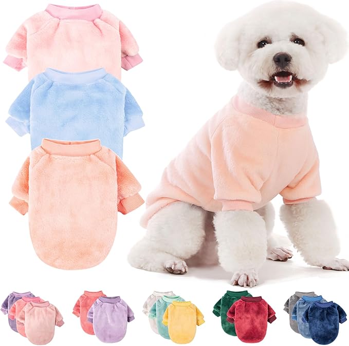 FabriCastle Dog Sweaters, 3-Pack Dog Clothes for Small Dogs Girl & Cats, Soft and Warm Pet Coats XXS - XXL, Winter Pet Jackets, Doggy Apparel Costumes Outfits (Ballet Pink,SkyBlue,Peach, XX-Large)