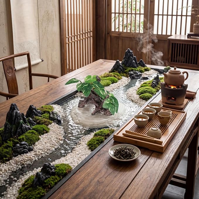 Veemoon Aquarium Driftwood Resin Decor with Cloth Leaf Plants and Driftwood Cave Realistic Fish Tank Landscape Ornament for Freshwater and Saltwater Aquatic Pets 6.69 X 4.33 X 3.93 Inch