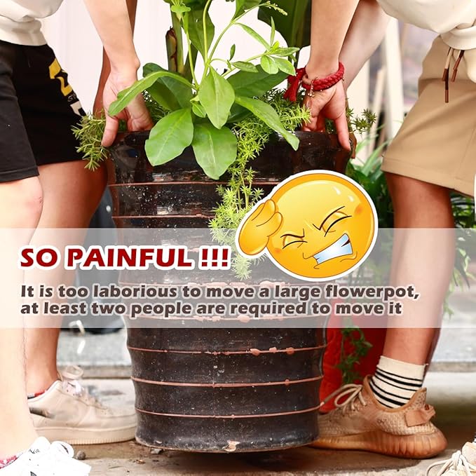 5 Packs 16” Plant Caddy with Wheels Large Metal Plant Stand with Wheels for Indoor and Outdoor Plants Rolling Plant Stand with Casters Heavy Duty Plant Dolly Roller Caddy, Bronze