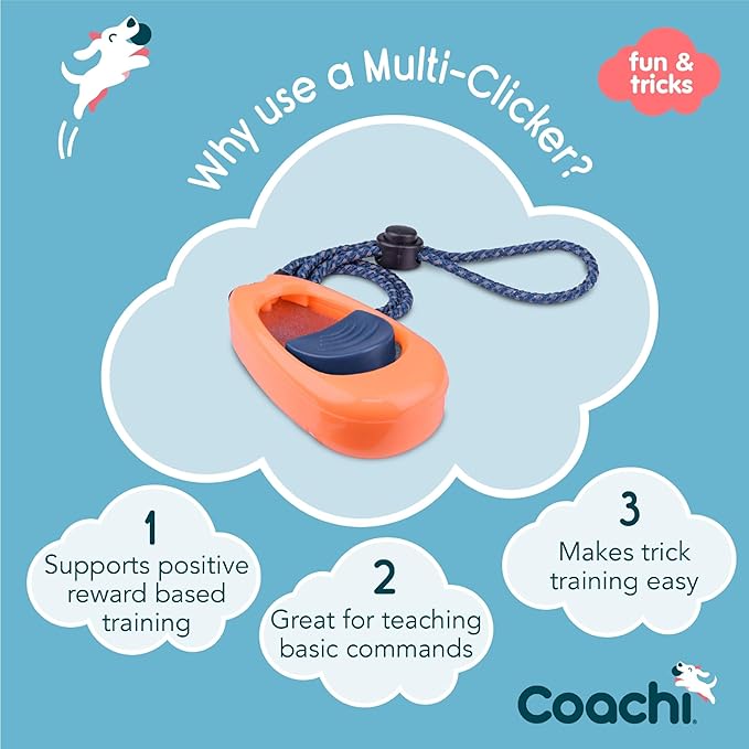Coachi Multi-Clicker, Dog Accessory, Volume Control with 3 Settings, Easy to Click, Adjustable Wrist Strap, Dog Clicker, for Dog Training, Including Sensitive Dogs and Puppies