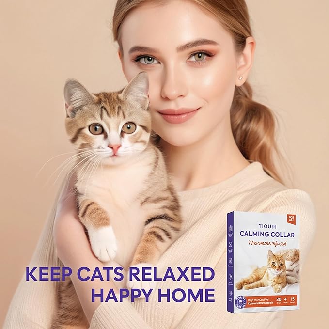 Cat Calming Collar 4 Pack – Pheromone Collar for Cats, Adjustable Breakaway, Water-Resistant, Stress Relief, Helps Reduce Scratching, Noise Sensitivity & Separation Anxiety