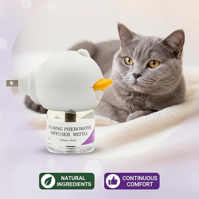 Cat Calming Diffuser,Kit with 2 x 30-Day Refill,Premium Cat Pheromones Calming Diffuser for Stress,Natural Anxiety Relief for Cats,Stops Scratching & Urine Spraying,Safe for Multi-Cat Homes(2 Count)