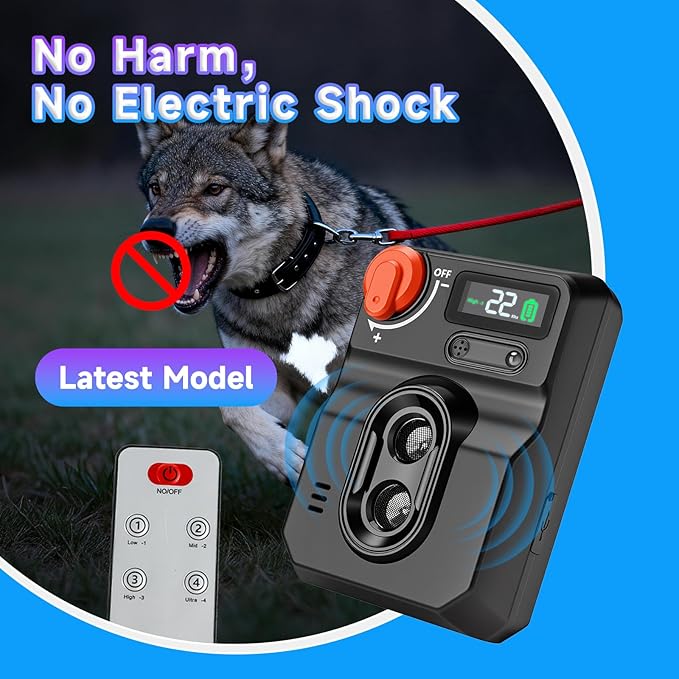 Anti Barking Device for Dogs, Ultrasonic Dog Bark Deterrent Devices, stop barking dog devices- 50Ft Range, 4 modes to suit all types of dogs, Activates Only for Real Barks, Safe Indoor/Outdoor Use