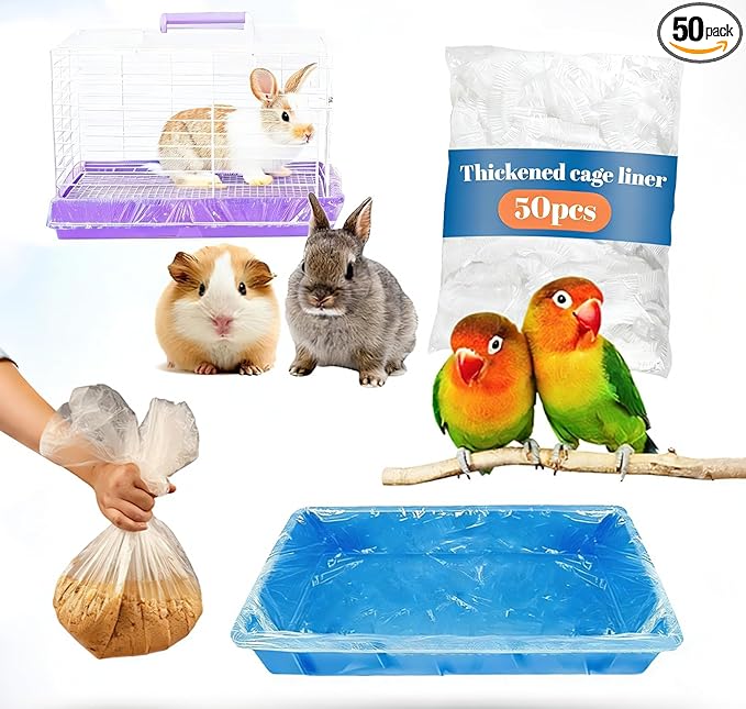 Disposable Birdcage Mats - 50-Piece Pack Of Plastic Small Animal Cage Mats, Waterproof, Easy To Clean, Leak-Proof, Portable Birdcage Mats Suitable For Budgies, Hamsters And Rabbits (20x18 Inches).
