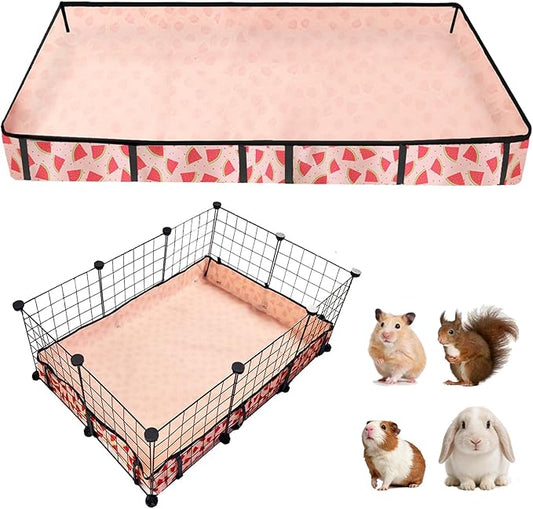 Waterproof Guinea Pig Cage Liners, Washable & Reusable Small Animal Cage Mat, for Rabbit, Hamster, Chinchilla, Hedgehog (Watermelon),C&C 28x42 inches