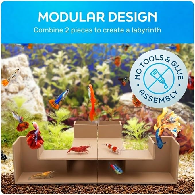 Aquarium Underground Tunnel 5", Clear Viewing Fish Tank Cave, Dual-Entrance Shrimp Hideout, Substrate Buried Decor for Betta, Loaches, Corydoras, Smooth ABS, Sand