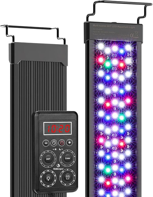 fishkeeper Smart LED Aquarium Light with One-Button Real-Time Sync, 24/7 Mode Full Spectrum Fish Tank Lights, 9 Colors DIY, 9 Timer, 10 Brightness IP68 Waterproof Aquarium Plant Light for 48-55 inch