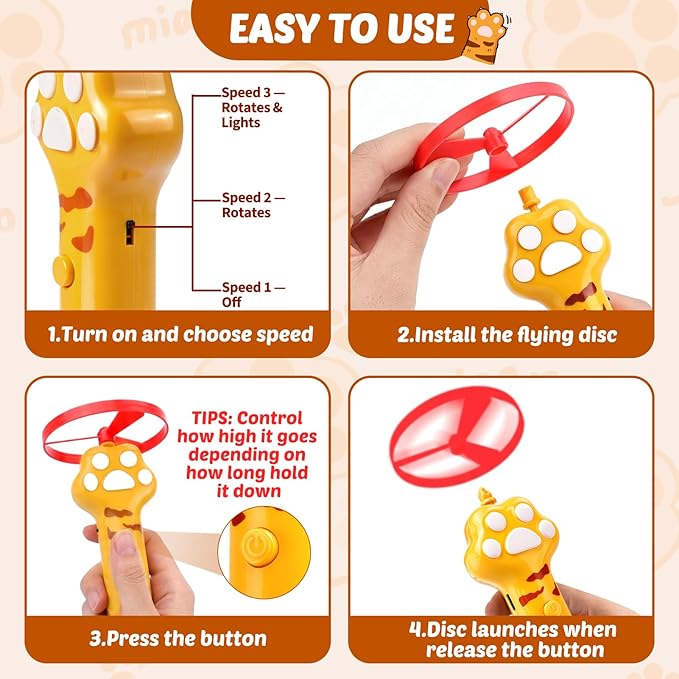 BABORUI Cat Toy Disc, 8Pcs Interactive Cat Fetch Toy Flying Discs, Flying Enrichment Toys for Indoor Bored Kittens & Adult Cats (8Pcs)