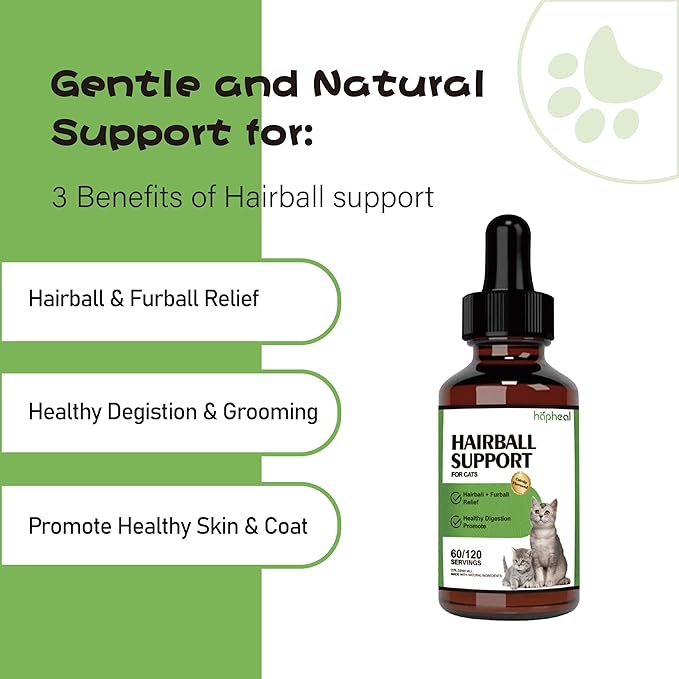 Cat Hairball Support Drops, Digestive Aid, Furball Treatment, Hairball Cat Treats for Skin & Coat, Digestion, Nutrient Absorption(1PACK)