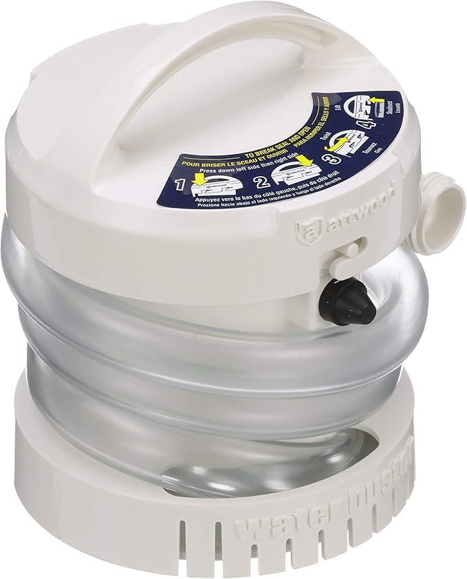 Attwood WaterBuster Portable Submersible Pump, Battery Operated Cordless 200 GPH Utility Water Removal Pump, For Pool Covers, Kayaks & Inflatables, 4140-4