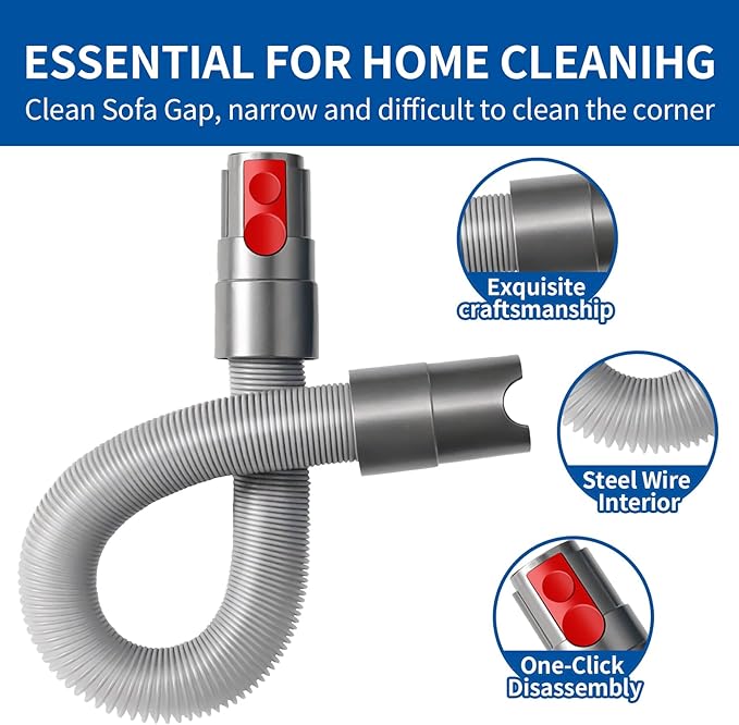 Attachment Kit - Extension Hose and Crevice Tool Compatible with Dyson V15 V11 V10 V7 V8 Absolute Animal Motorhead Trigger Model