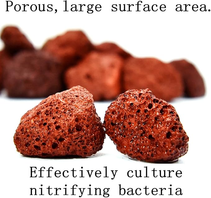 About 120 PackAquarium Red Lava Rock Fish Tank Volcanic Pumice Stones for Shrimp Betta(1''-1.2'')