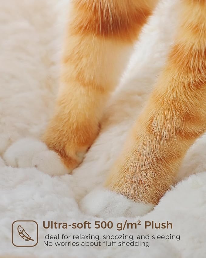 MUTTROS Modern Cat Tree Tower for Large Cats, Wood Cat Tower with Natural Scratching Post, Solid Wood Condo, Real Branch Luxury Cat Furniture with Curved Bed, Top Basket, White