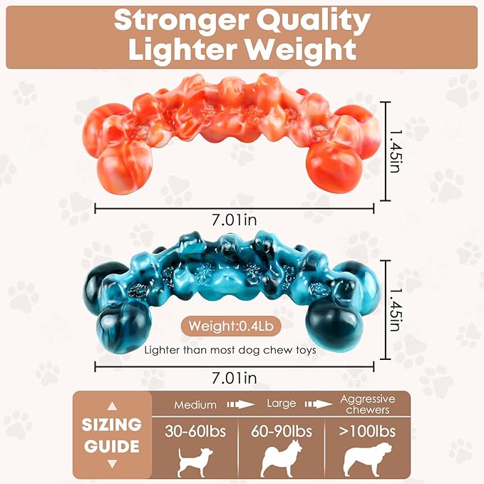 WOWBALA Dog Chew Toys for Aggressive Chewers - 2 Pack Tough Teeth Cleaning Chew Toys to Keep Them Busy for Medium & Large Dogs